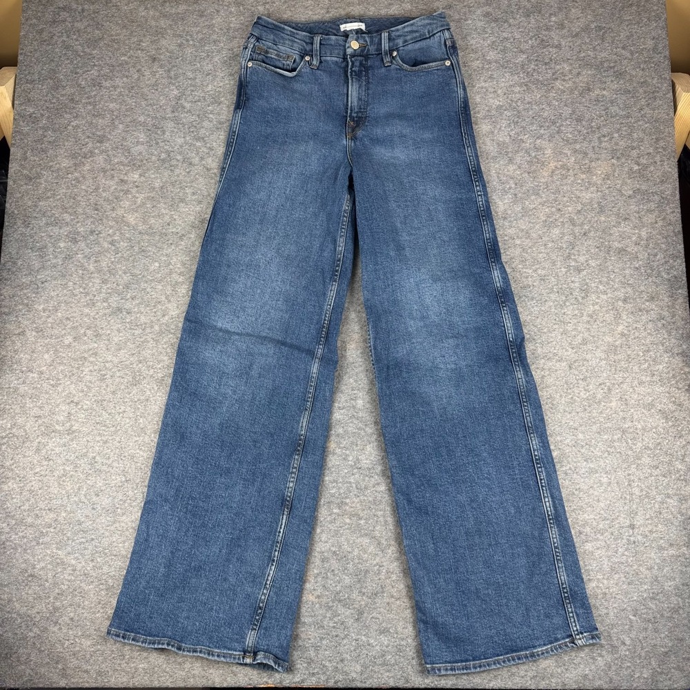 Good American Good Skate High Rise Wide Leg Jeans 34" Blue Womens 2 26